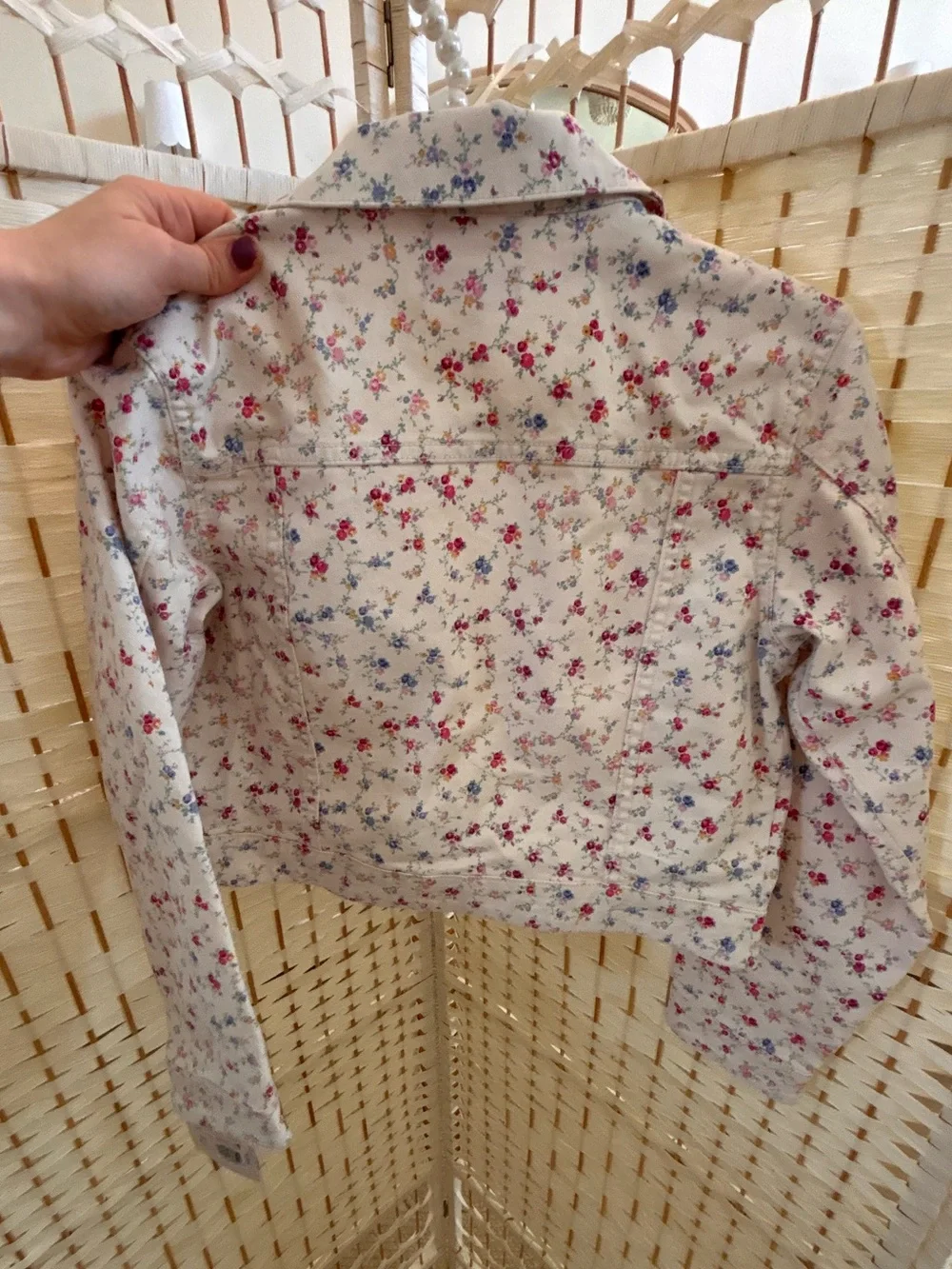LoveShackFancy Pink Floral Jean Jacket